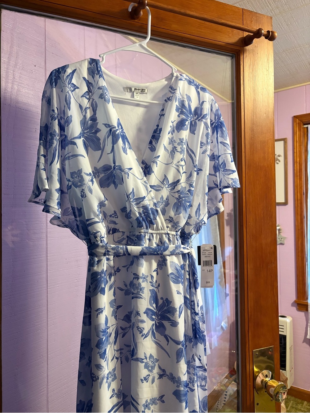 Studio One White and Blue Floral Maxi Dress
